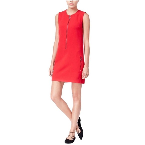 Rachel Roy Red Zip Front Sleeveless Dress with Zipper Pockets Size Large - Picture 1 of 7